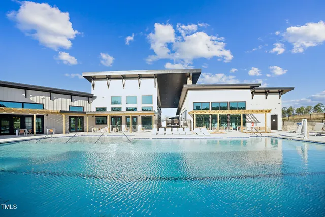 a view of a building with a swimming pool