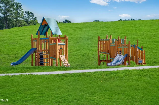 a view of a park with slide