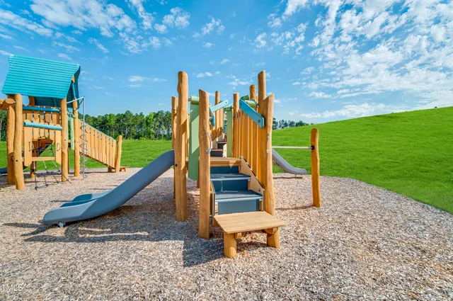 a view of a park with slide