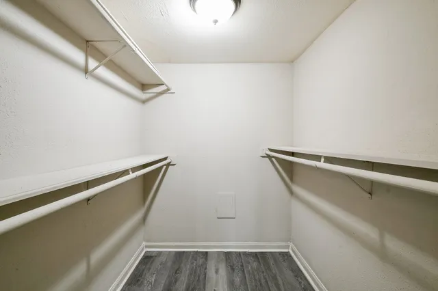 a view of small space with racks on the wall