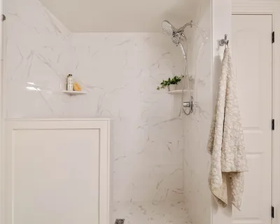 a bathroom with a shower
