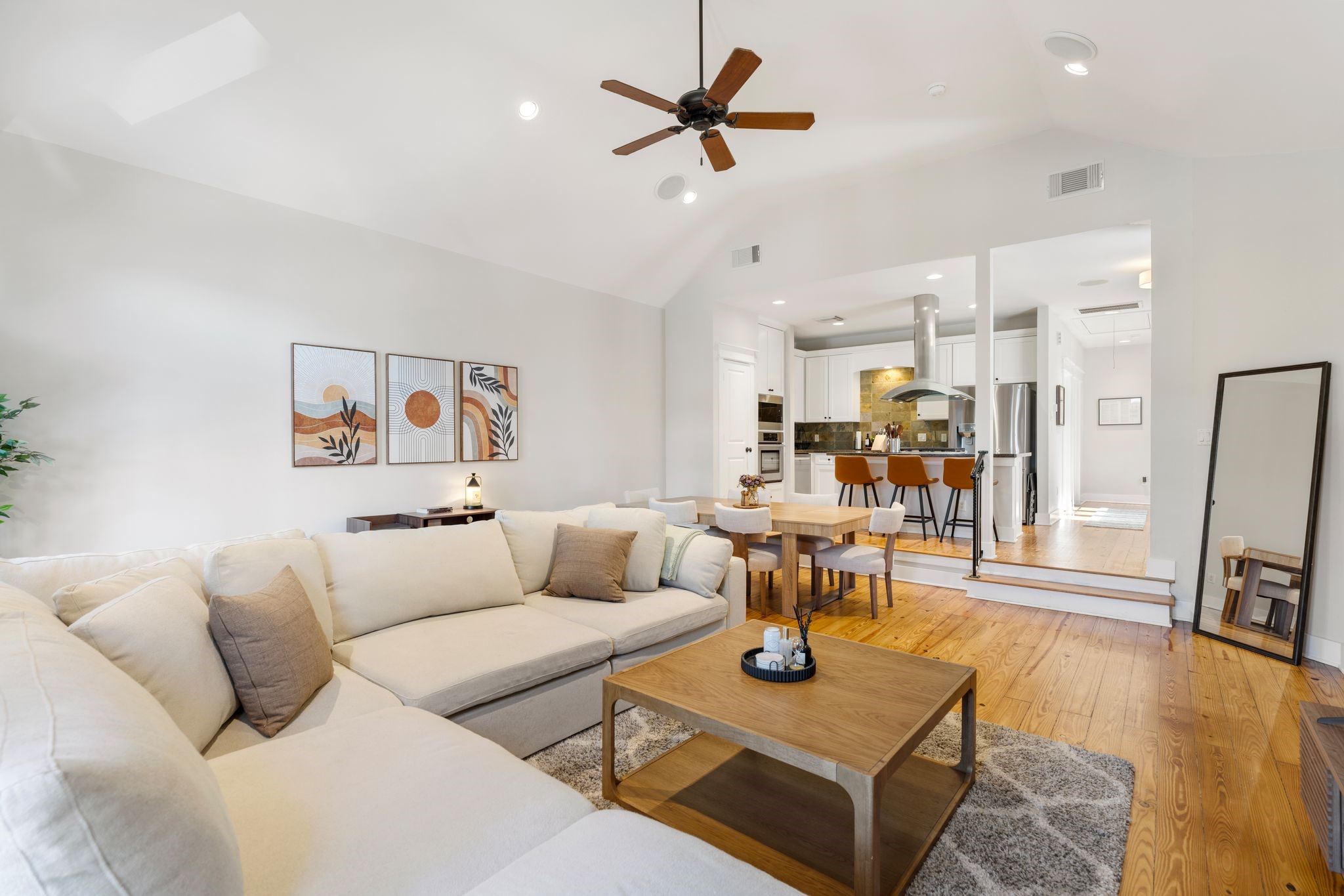 1408 Asbury Street Houston, TX 77007 - Photo 19 of 24 a living room with furniture and a view of kitchen