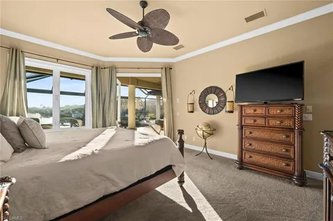 a bed room with a bed and a flat tv screen