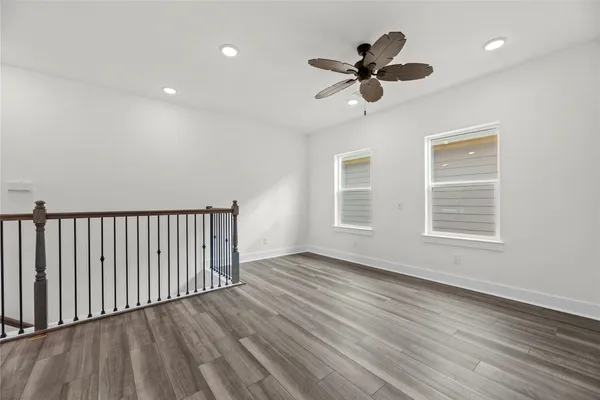 a view of a livingroom with a hardwood floor