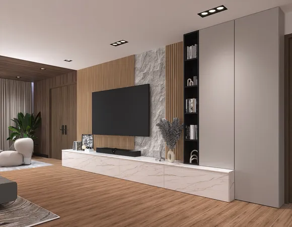 a view of living room with furniture and a mirror