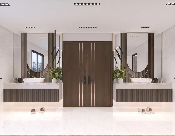 a picture of a bathroom with a sink and a mirror