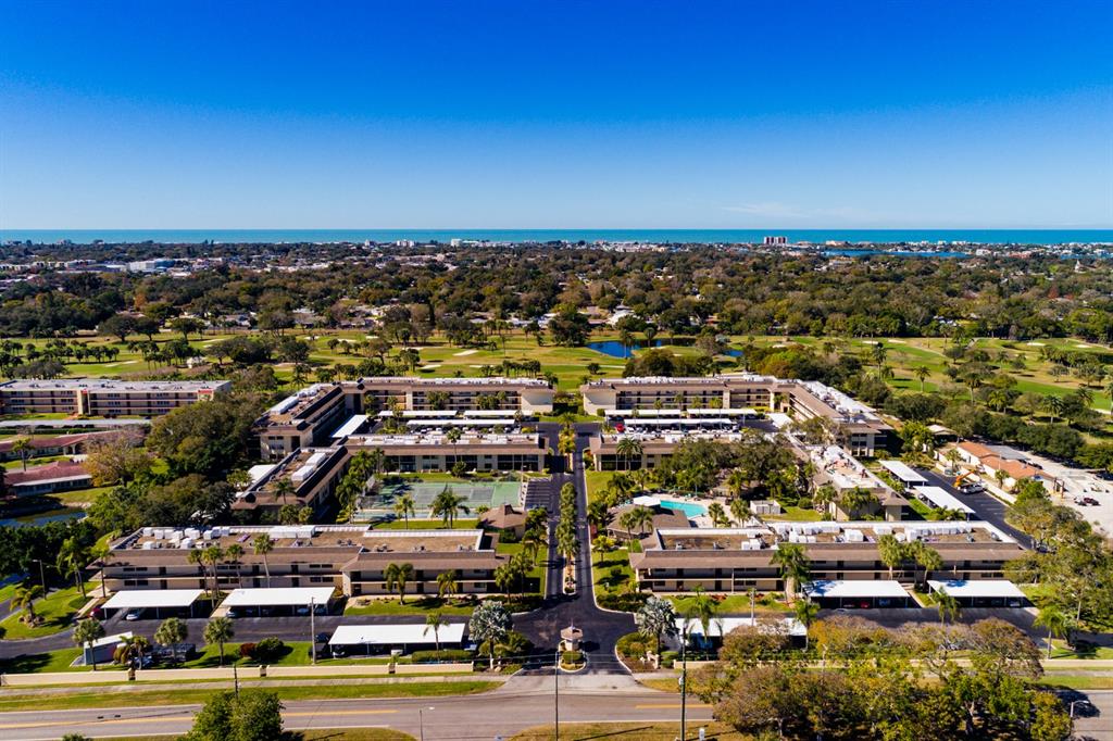an aerial view of a city