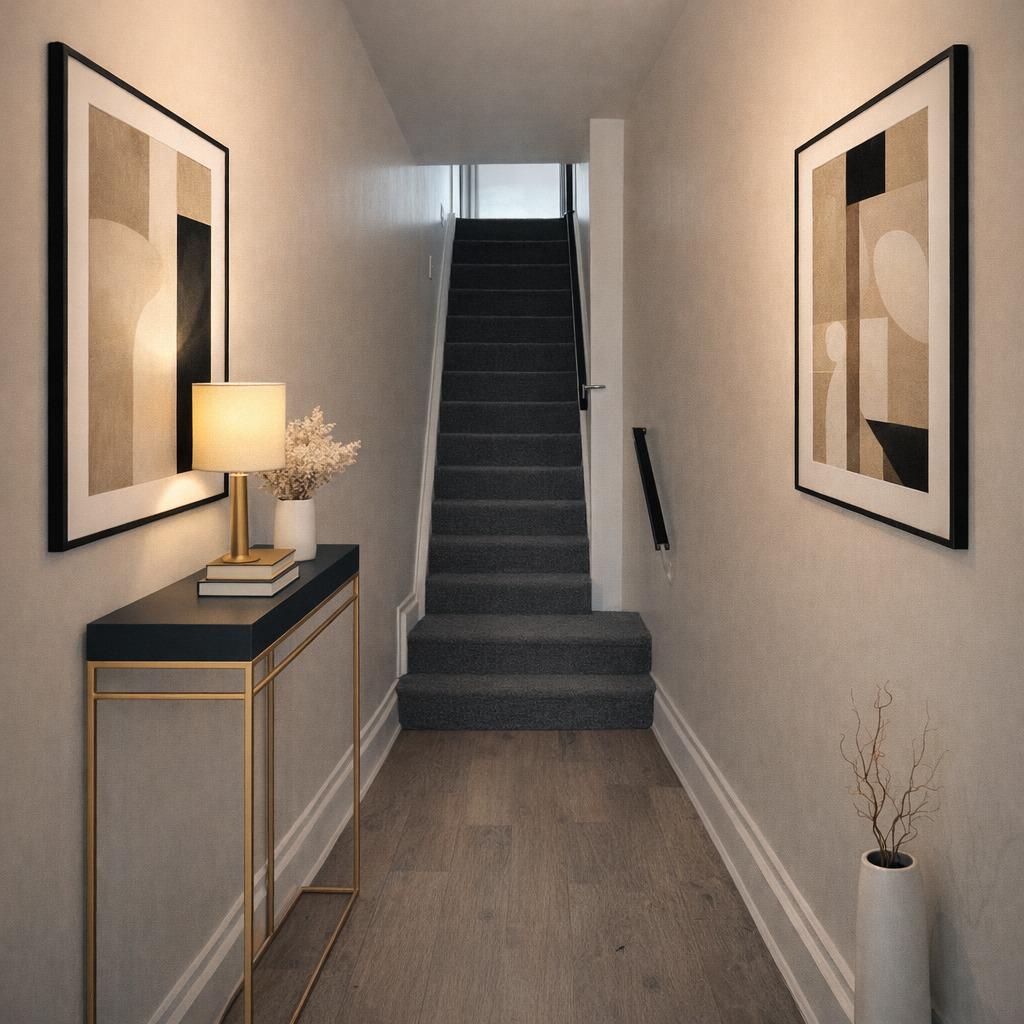 5933 Trinity Street Philadelphia, PA 19143 - Photo 4 of 21 Elegant hallway with modern art.(Staged)