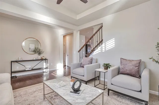 a living room with furniture