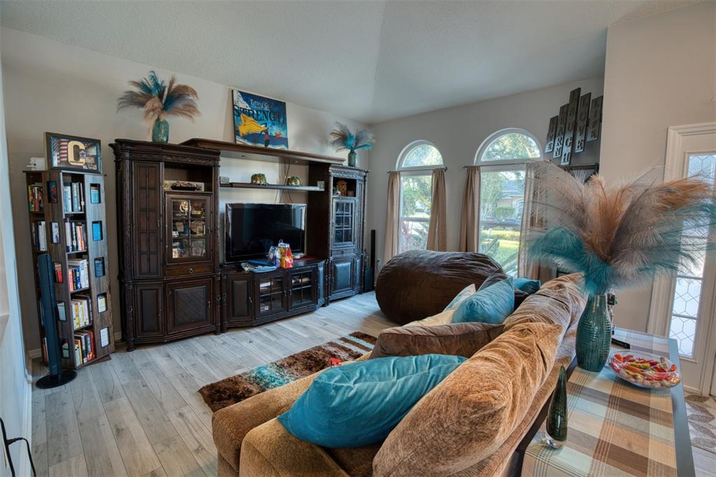 4303 Orange Ridge Court Valrico, FL 33596 - Photo 6 of 40 a living room with furniture a rug and a bookshelf