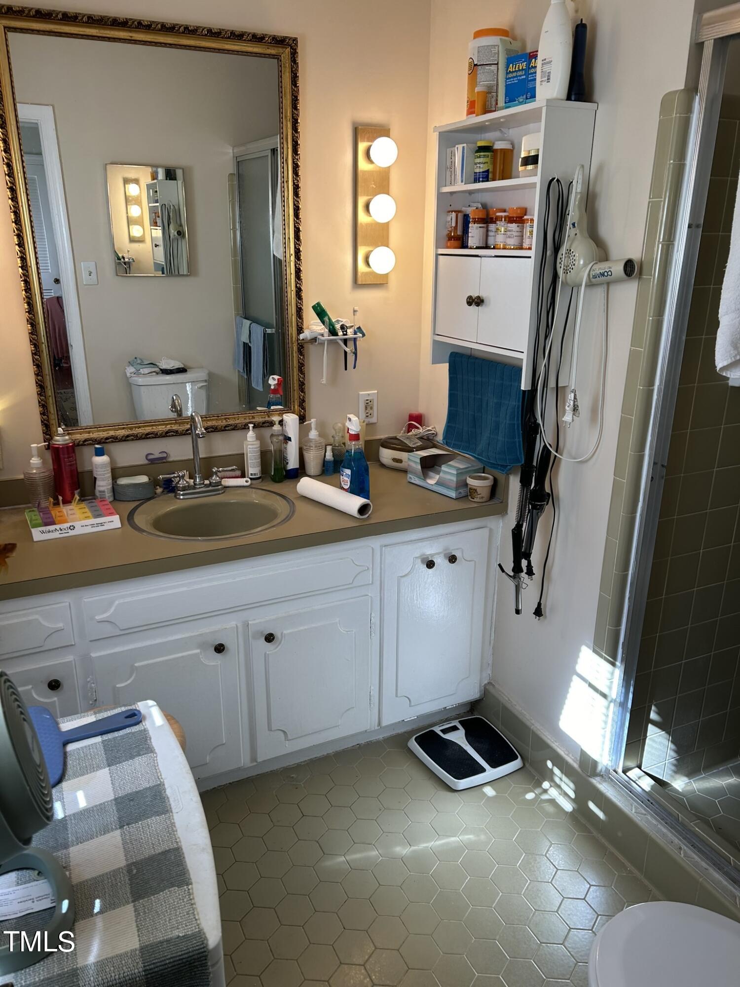 601 Ortega Road Raleigh, NC 27609 - Photo 28 of 36 a bathroom with a sink and a mirror