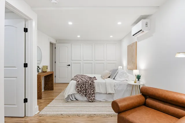 a view of a wooden roof deck