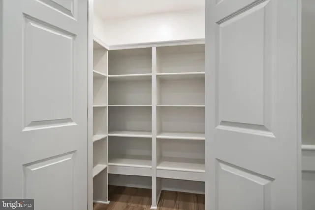 a view of an empty walk in closet