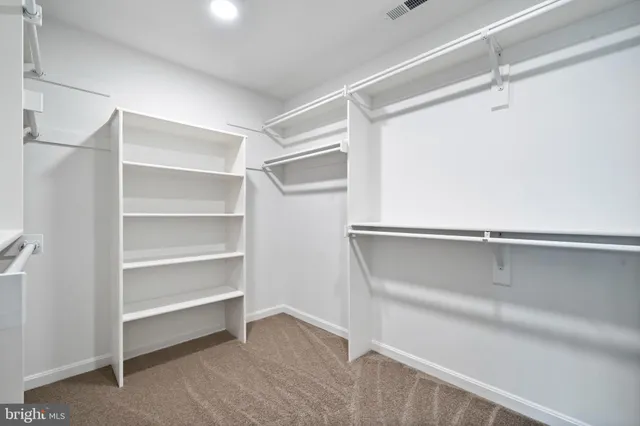 a view of an empty walk in closet