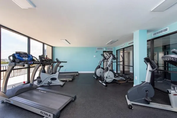 a view of a room with gym equipment