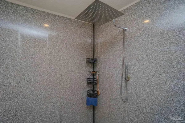 a bathroom with a bathtub
