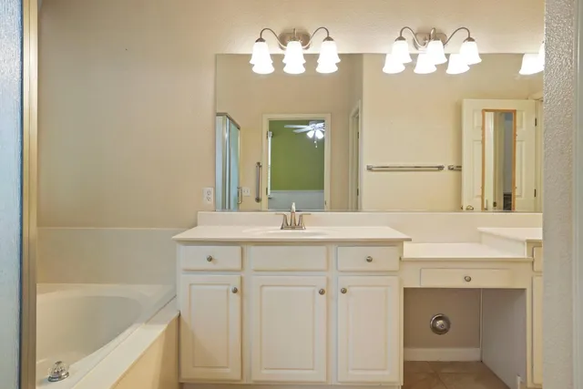 a view of an empty room with empty shelves