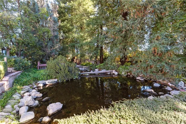 a view of a city and trees