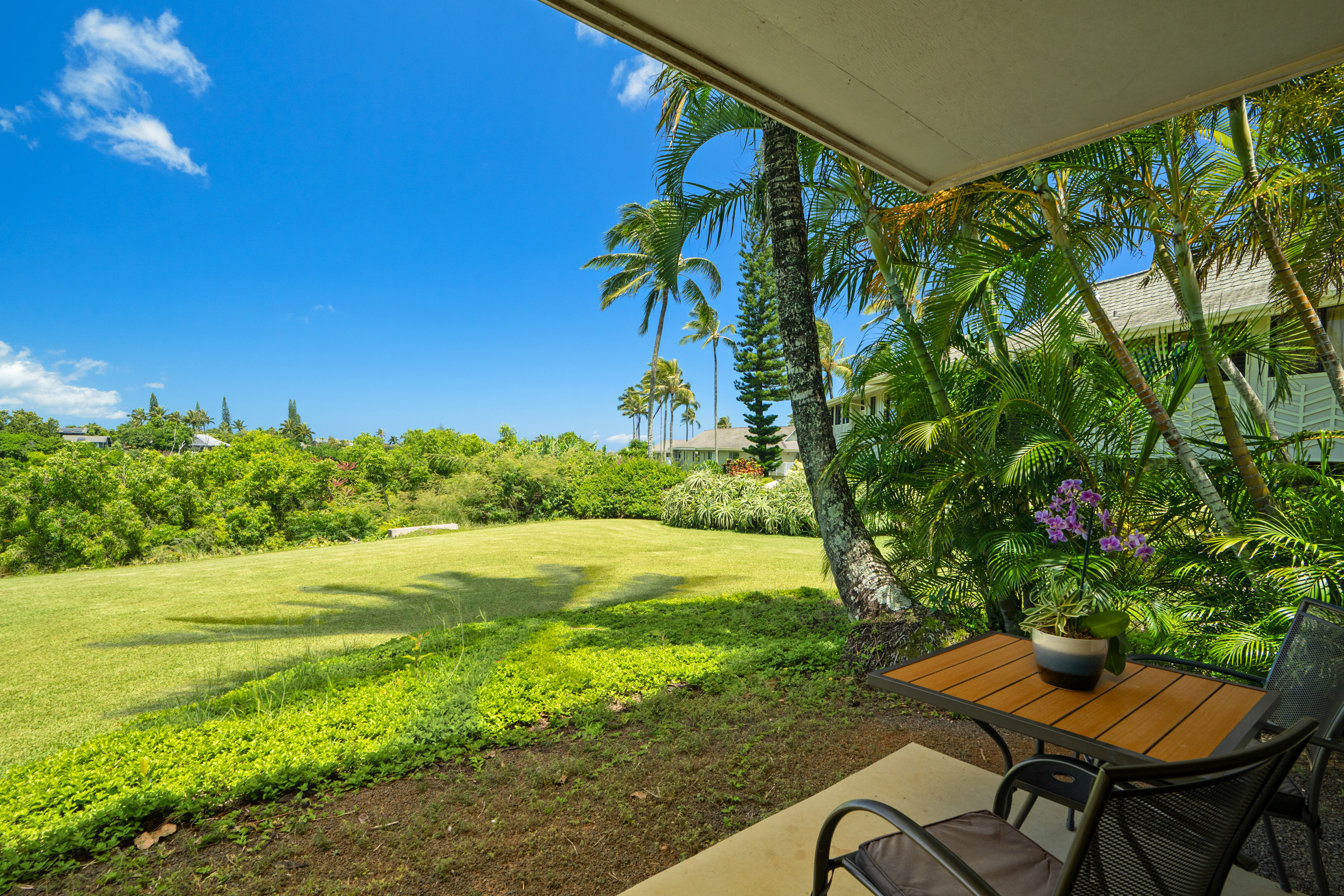 3830 Edward Road, Unit 12D Princeville, HI 96722 - Photo 7 of 30 a view of a yard with an outdoor seating