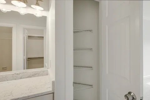 a bathroom with a bathtub