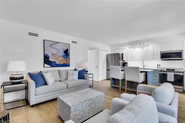 a living room with furniture and a couch