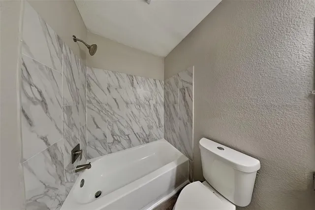 a bathroom with a toilet and a bathtub