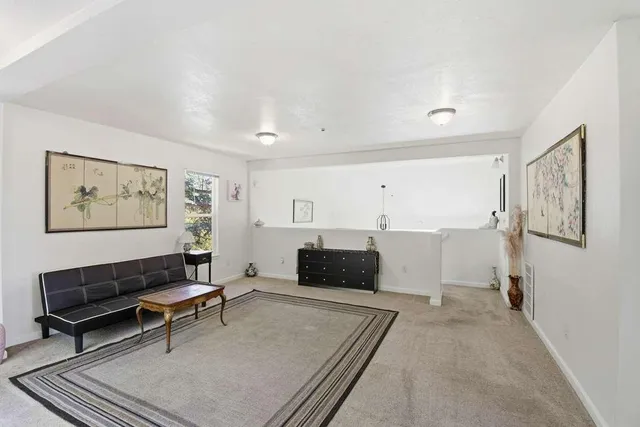 a view of a garden from a balcony