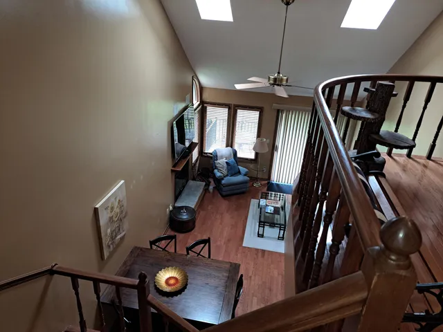 a view of entryway and workspace