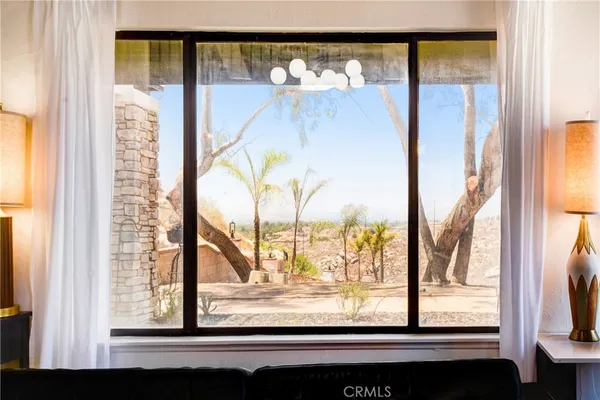 a view of a glass door with a window