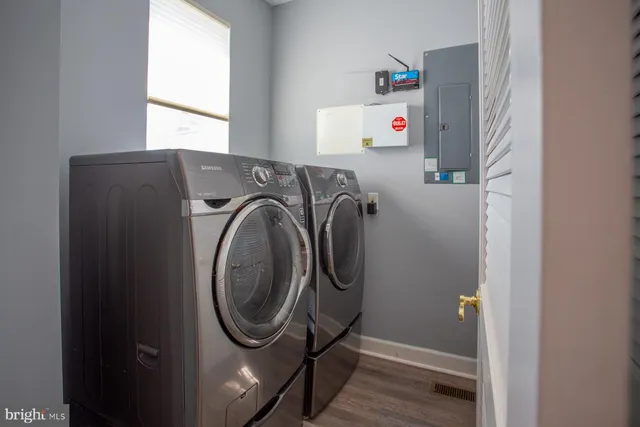 an aerial view of a house with a garden