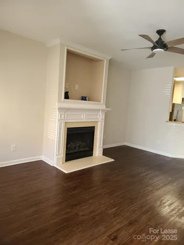 a living room with a fireplace