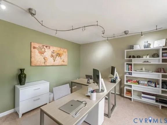 a workspace with furniture