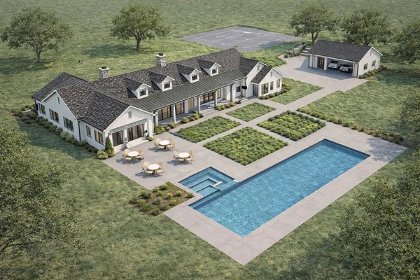 an aerial view of a house