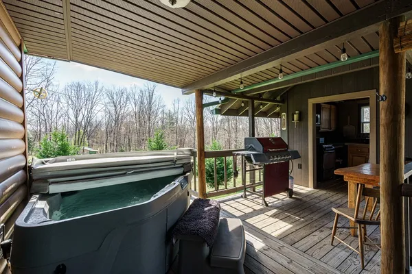 a view of a garage with furniture