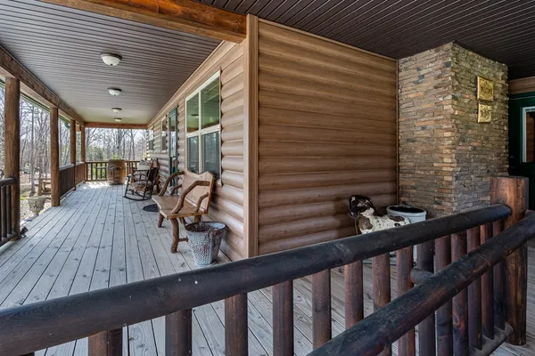a view of outdoor space deck and kitchen
