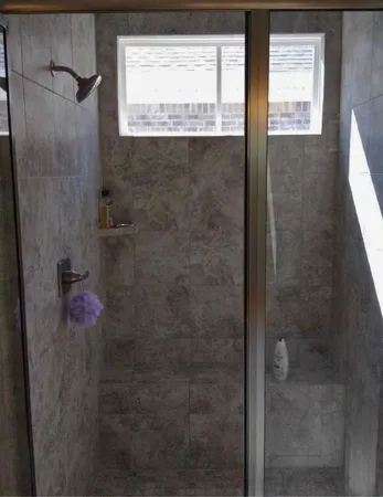 a bathroom with a shower