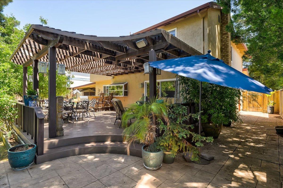 1635 Serpa Drive Milpitas, CA 95035 - Photo 27 of 31 a view of a patio with table and chairs under an umbrella