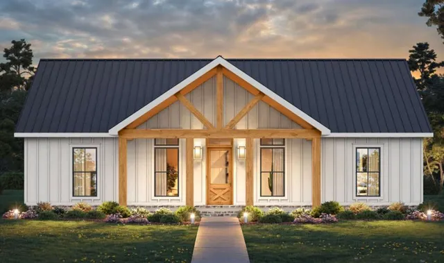 front view of a house with a yard