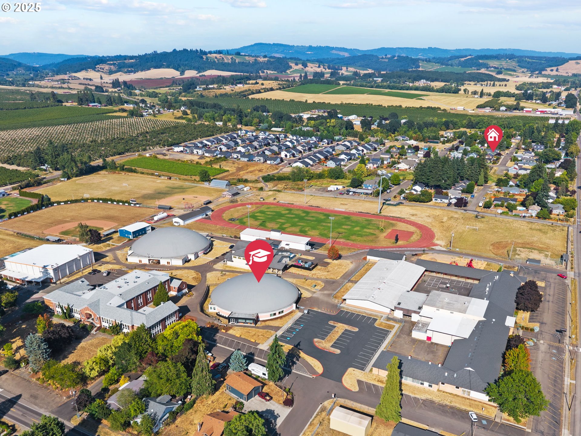 720 East Azalea Street Yamhill, OR 97148 - Photo 48 of 48 an aerial view of a swimming pool and mountain