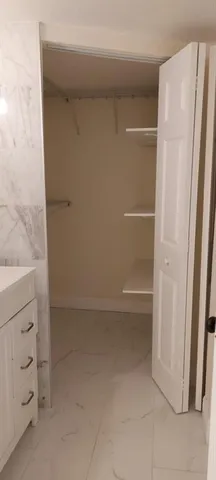 a view of an empty walk in closet