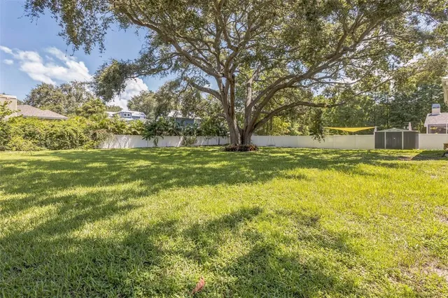 a backyard of a house with lots of green space