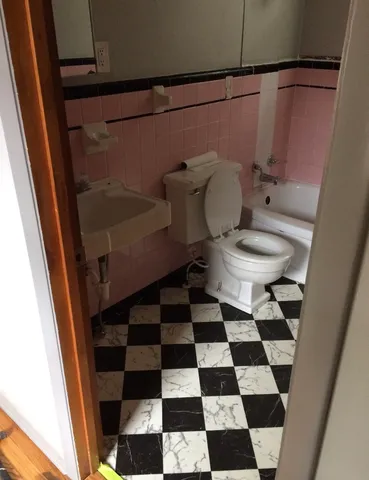 a black and white checkered floor