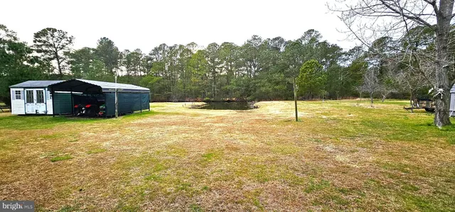 a view of a house with backyard and trees
