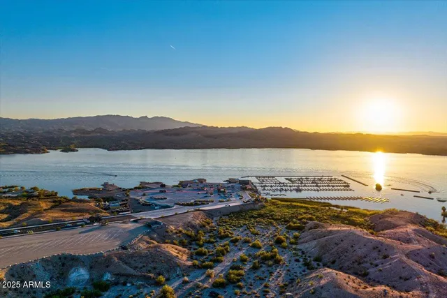 a view of a lake and mountain