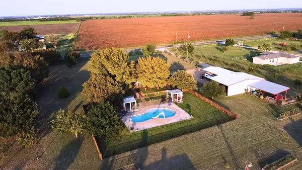 an aerial view of a house
