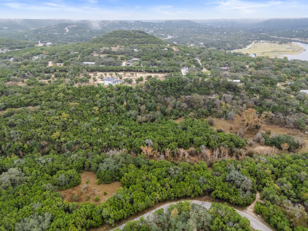 18211 Gregg Bluff Road Jonestown, TX 78645 - Photo 17 of 24 Aerial view of property and surrounding area featuring a forest