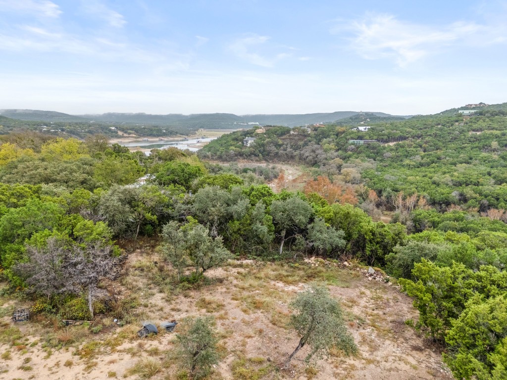 18211 Gregg Bluff Road Jonestown, TX 78645 - Photo 24 of 24 View of mountain background featuring a heavily wooded area and a large body of water
