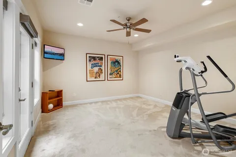 a view of a room with gym equipment
