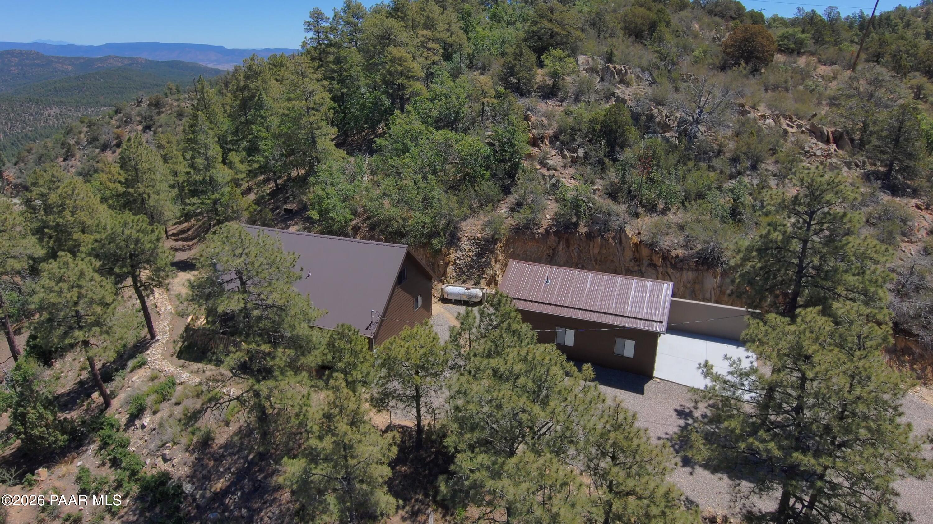 7251 South Big Bug Mesa Road Mayer, AZ 86333 - Photo 39 of 55 an aerial view of a house with a yard and mountain view