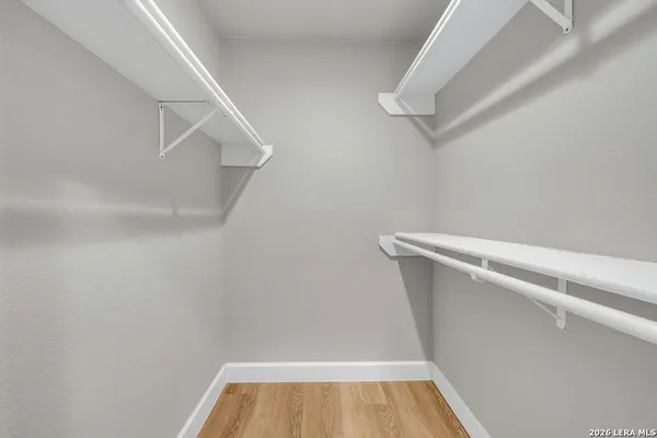 a view of small space with racks on the wall